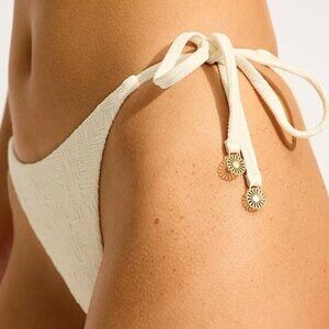 Seafolly Brazilian Tie Side Bikini Bottom Marloe Ecru Size 10 NWT